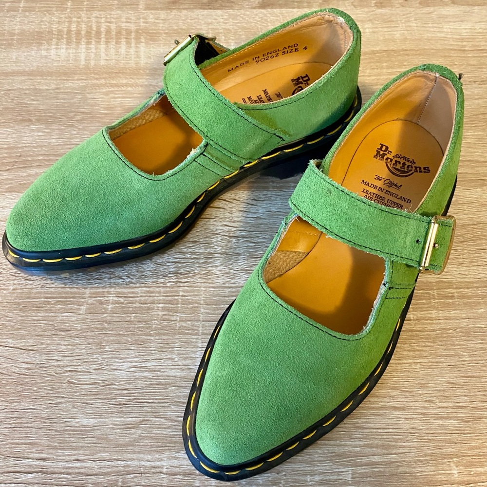 Dr. Martens Green Suede Mary Janes